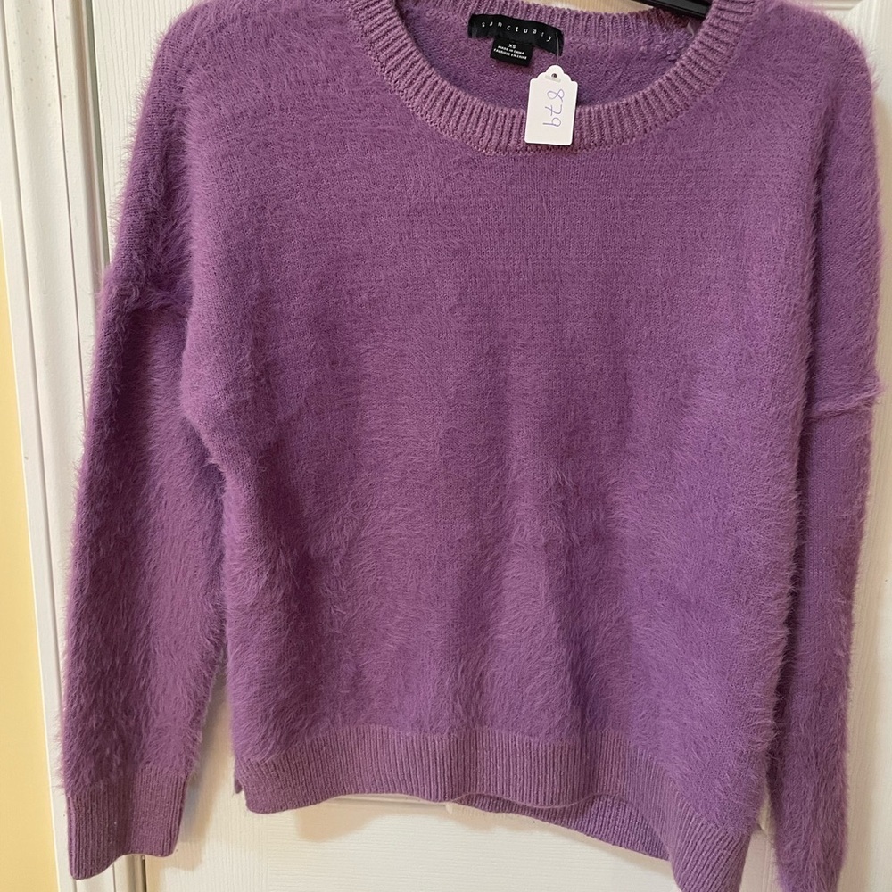 Sanctuary Fuzzy Lavender Sweater XS Soft Eyelash Knit Pullover